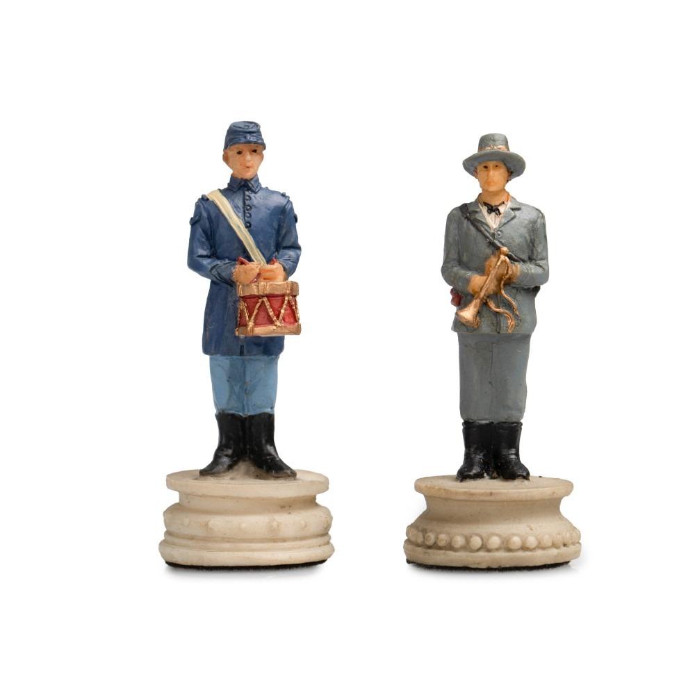 Konföderiertenkrieg Schachbrettset aus Kunstleder & Handbemaltes Schachspiel aus Harz – Bild 8