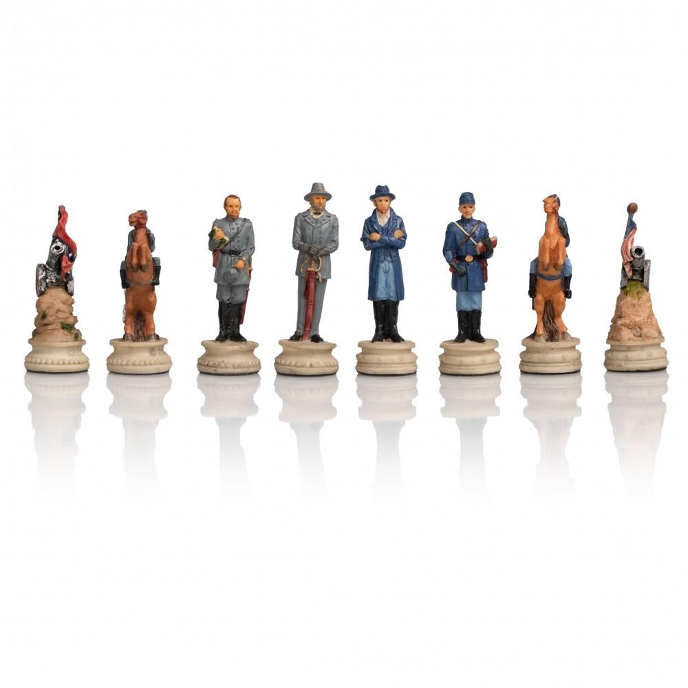 Konföderiertenkrieg Schachbrettset aus Kunstleder & Handbemaltes Schachspiel aus Harz – Bild 7
