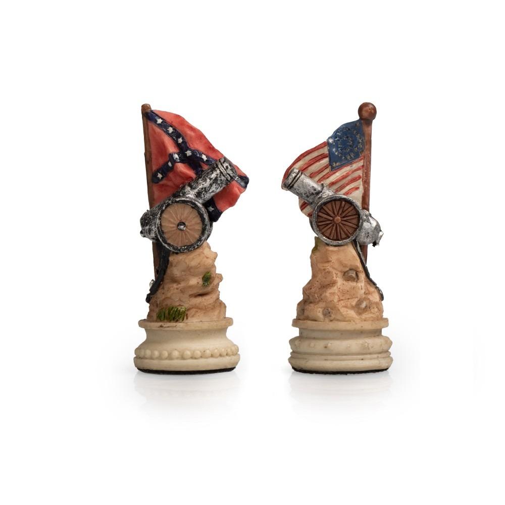 Konföderiertenkrieg Schachbrettset aus Kunstleder & Handbemaltes Schachspiel aus Harz – Bild 12