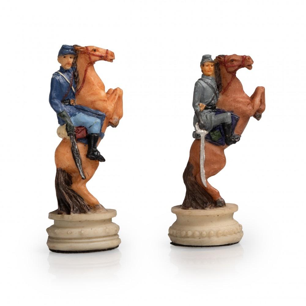 Konföderiertenkrieg Schachbrettset aus Kunstleder & Handbemaltes Schachspiel aus Harz – Bild 11