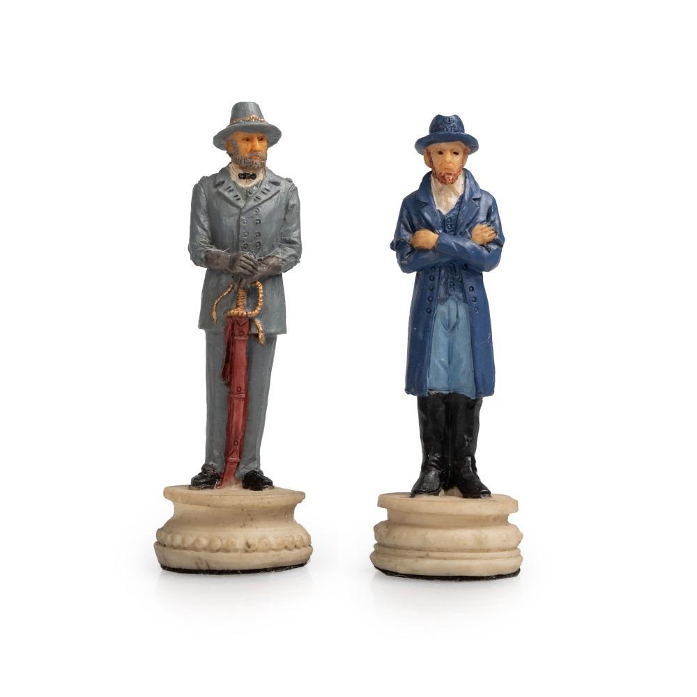 Konföderiertenkrieg Schachbrettset aus Kunstleder & Handbemaltes Schachspiel aus Harz – Bild 9