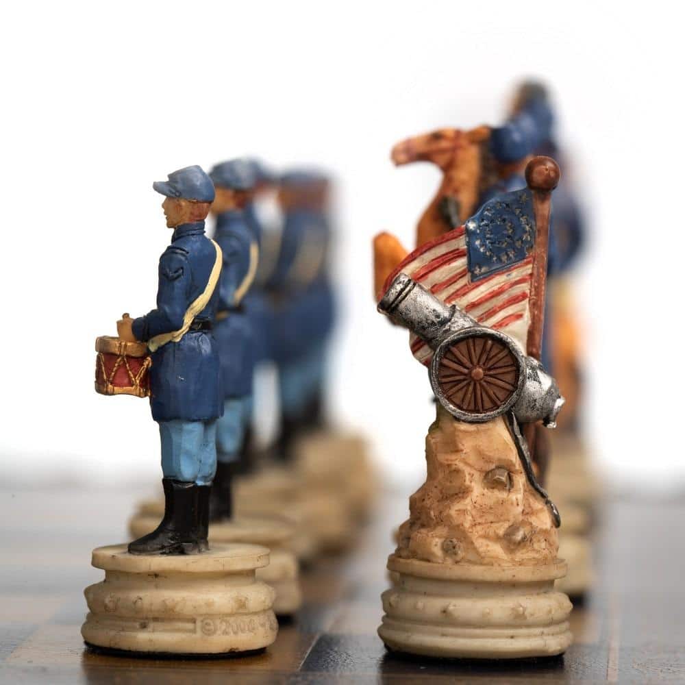 Konföderiertenkrieg Schachbrettset aus Kunstleder & Handbemaltes Schachspiel aus Harz – Bild 6