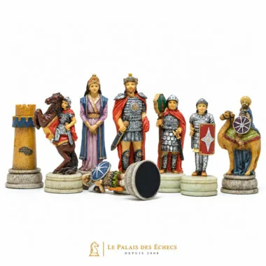 Detaillierte Figuren mit Kriegern, Königin und Kamel aus dem byzantinischen Set