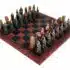 Gladiatoren-Set Schachbrett aus Kunstleder und handbemaltes Schachspiel aus Harz