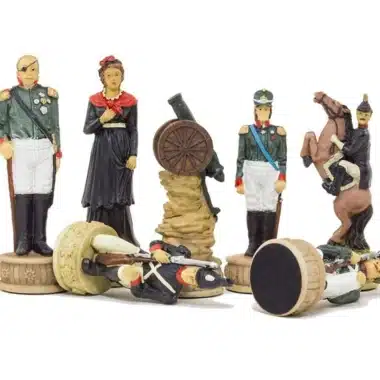 Bemalte Figuren der Russlandfeldzug-Serie, Soldaten, Kanone und Reiter