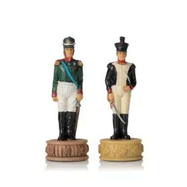 Zwei Bauern-Soldaten in grüner und schwarzer Uniform, Detailansicht