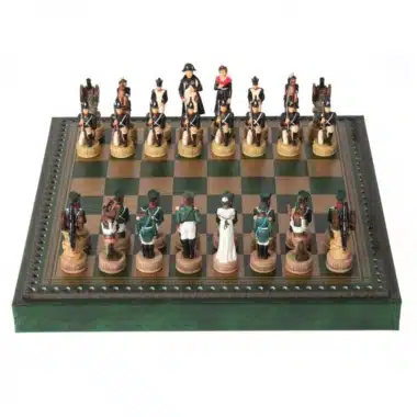Napoleon Russlandfeldzug IV Set, Figuren aus Harz auf grünem Schachbrett, Vorderansicht
