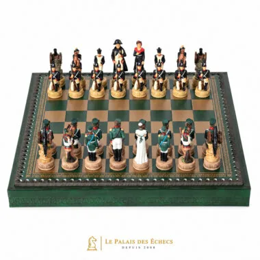 Napoleon Russlandfeldzug IV Set, Figuren aus Harz auf grünem Schachbrett, Vorderansicht