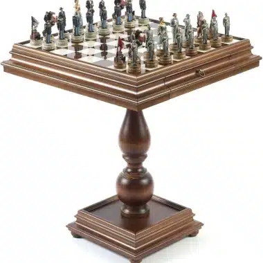 Sezessionskrieg Set Holz- und Marmortisch und Schachfiguren Sezessionskrieg