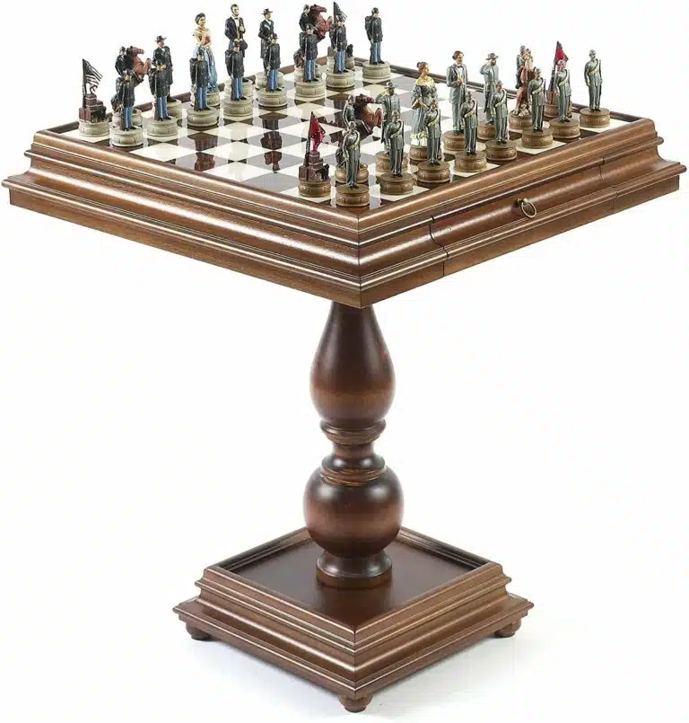 Sezessionskrieg Set Holz- und Marmortisch und Schachfiguren Sezessionskrieg