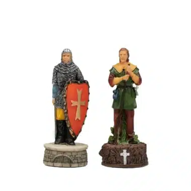 Set Robin Hood Kunstlederschachbrett & handbemaltes Schachspiel aus Harz – Bild 13