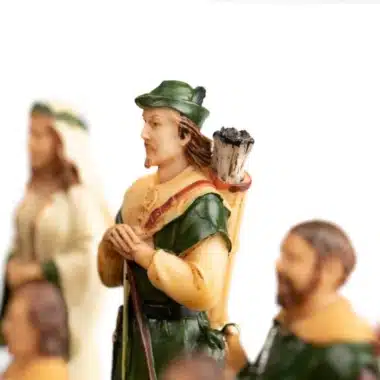 Robin Hood II Set Handbemaltes Schachbrett aus Ahorn- und Heidekrautholz & Schachspiel aus Harz – Bild 3