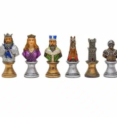 Handbemaltes Kunstharzschachspiel "Mittelalterliche Büste"