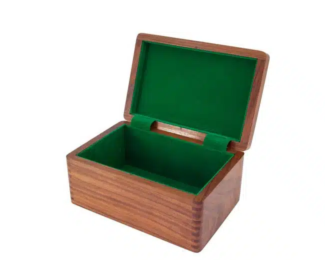 Aufbewahrungsbox aus Roségoldholz für Holzschachspiel (Königshöhe = 9,5 cm)