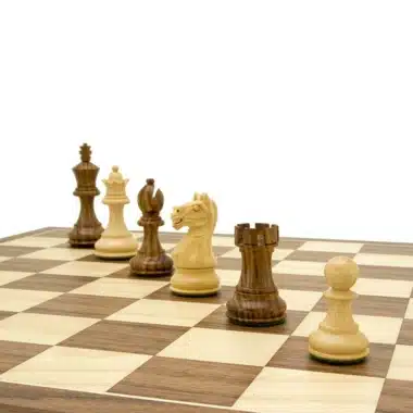 Set Fierce Knight Braun Schachbrett aus Nussbaum- und Ahornholz, Schachspiel aus Rosenholz und Aufbewahrungskiste aus Buchsbaumholz – Bild 5