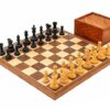 Competition Compact"-Set Schachbrett aus Ahorn- und Nussbaumholz, Holzschachspiel & Aufbewahrungsbox aus vergoldetem Rosenholz