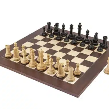 Parthenon II Set Schachbrett aus Rosenholz und Ahorn & Schachspiel aus Ebenholz
