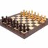 Sandrigham"-Set Schachbrett aus Wenge und Ahornwurzel & Schachspiel aus vergoldetem Rosenholz