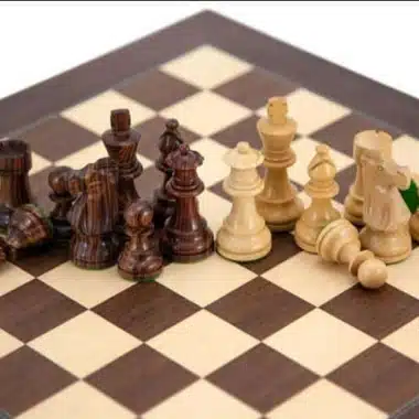 Alternative view of Set French Knight III Schachbrett aus Rosen- und Ahornholz & Schachfiguren aus Rosenholz