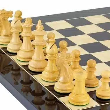 Schwarzblumen-Set Schachbrett aus Ahornholz & Schachspiel aus Buchsbaumholz – Bild 3