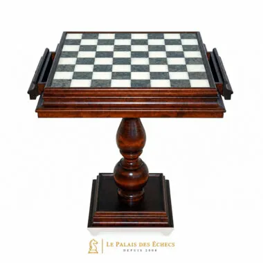 Luxus-Schachtisch aus Buche, Spielfläche aus Carrara-Marmor und Alabaster, Gesamtansicht