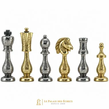 Schachspiel "Arabic Style" aus gold- und silberbeschichtetem Metall