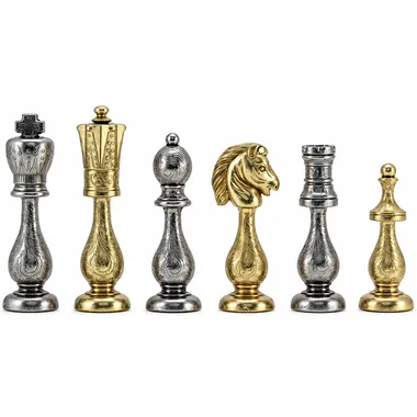 Schachspiel "Arabic Style" aus gold- und silberbeschichtetem Metall