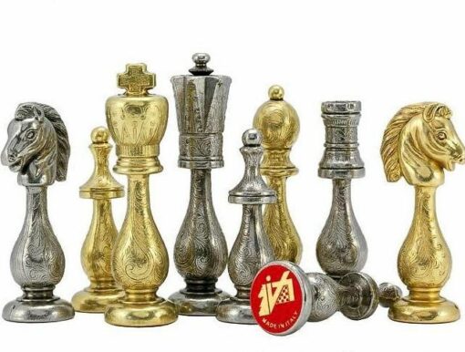 Schachspiel "Arabic Style" aus gold- und silberbeschichtetem Metall