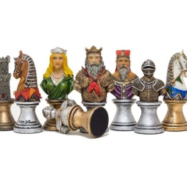 Alternative view of Medieval Bust Set IV Schachbrett mit Kunstlederaufbewahrung & handbemaltem Schachspiel