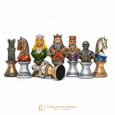 Schachfiguren Büste Mittelalter V, Detail der königlichen Büsten und Rittergestalten