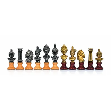 Schachspiel "Römische Büste" aus Holz und Metall