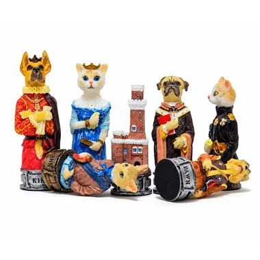 Schachspiel aus Kunstharz "Hunde vs. Katzen".