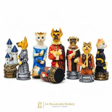 Schachspiel aus Kunstharz "Hunde vs. Katzen".