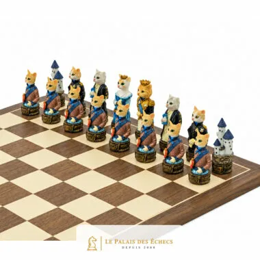 Schachspiel aus Kunstharz "Hunde vs. Katzen".
