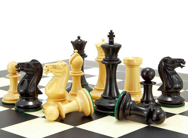 Set Altenglisch II Schachbrett aus Ahornholz & Schachspiel aus Ebenholz – Bild 4