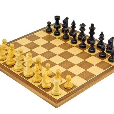 Set Französisches Schachbrett aus Ahorn- und Walnussholz & Schachspiel aus Ebenholz
