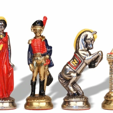 Schachspiel aus handbemaltem Metall Napoleon Waterloo