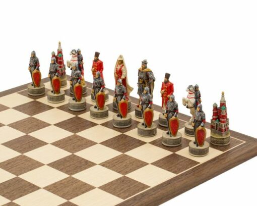 Schachspiel aus Harz "Russen gegen Mongolen"