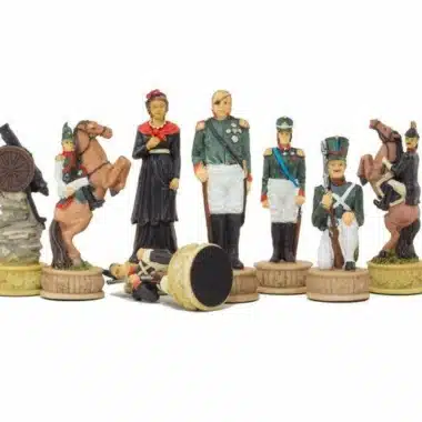 Schachspiel aus Harz "Napoleon I. und Alexander I." (Russland-Kampagne)