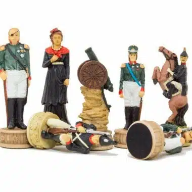Schachspiel aus Harz "Napoleon I. und Alexander I." (Russland-Kampagne)