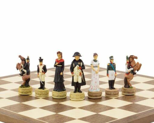 Schachspiel aus Harz "Napoleon I. und Alexander I." (Russland-Kampagne)