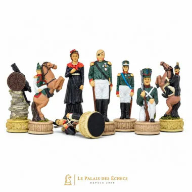 Schachfiguren Napoléon Russlandfeldzug, bemalte Militärfiguren aus Kunstharz