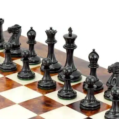 Alternative view of Elite Set Schachbrett aus Ulmen- und Heideholz lackiert & Schachspiel aus Ebenholz