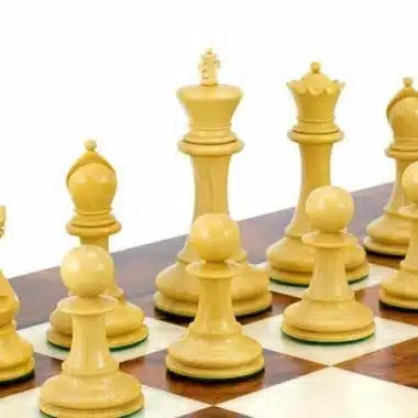 Elite Set Schachbrett aus Ulmen- und Heideholz lackiert & Schachspiel aus Ebenholz – Bild 3