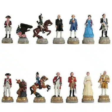 Zinn-Schachfiguren handbemalt mit Soldaten des Unabhängigkeitskriegs