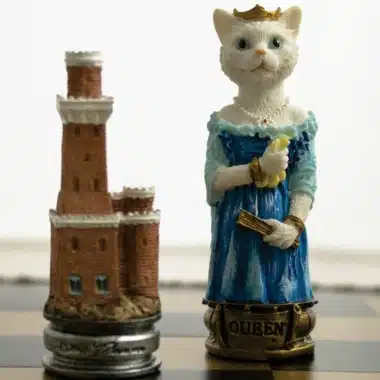 Alternative view of Hunde- und Katzenset Schachbrett aus Kunstleder und Schachspiel aus Harz