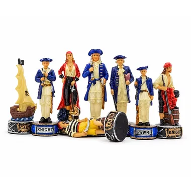 Set "Piraten" Schachbrett aus Kunstleder und Schachspiel aus Harz