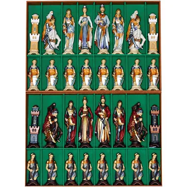 Schachspiel "Renaissance, mit Öl gemalt und mit Blattgold verziert" aus massivem Alpenholz traditionell geschnitzt - Kontaktieren Sie uns, um die Verfügbarkeit zu überprüfen
