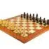 Luxus-Schachset Cheltenham Schachbrett aus Ulmenholz und Ahornwurzel lackiert & Schachspiel aus Ebenholz