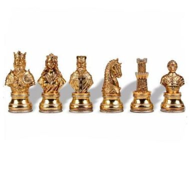 Schachspiel aus gold- und silberbeschichtetem Zinn 